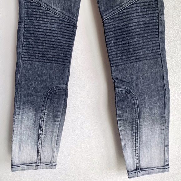 VINCE Girls Black Moto Style Distressed Ombré Denim Jeans SIZE 7 NWT - Picture 2 of 12